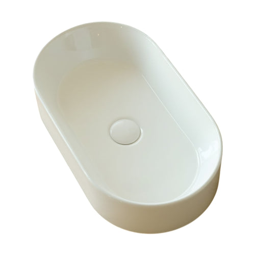 Tikamoon  Ovale keramische wastafel b. 52,5 cm - Wit