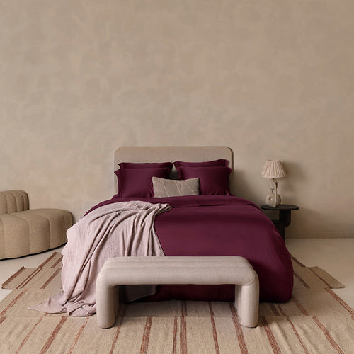 Coco & Cici - Eco Bamboe Sateen Dekbedovertrek Bordeaux - 140x200 + 1 kussensloop 60x70