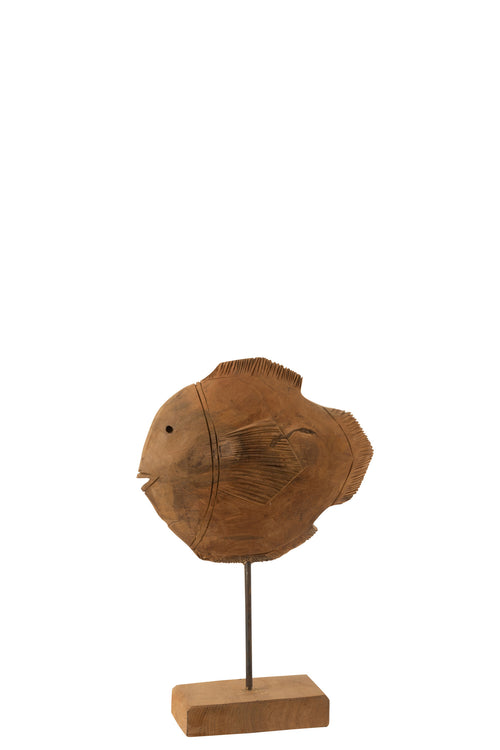 J-Line decoratie Vis Op Voet - hout - naturel - small