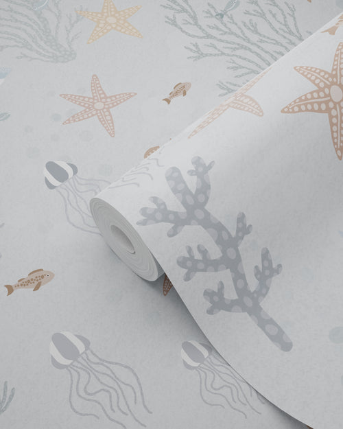 ESTAhome behang onderwaterwereld vergrijsd blauw - 50 x 900 cm - 130929 - vtwonen shop