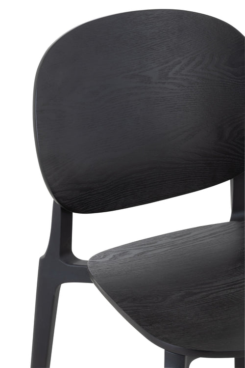 J-Line stoel Basic - kusntstof - zwart - 2 stuks