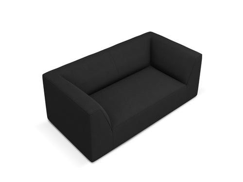 Micadoni - Bank "Ruby" 2 zitplaatsen, structurele stof, zwart - 93x174x69cm