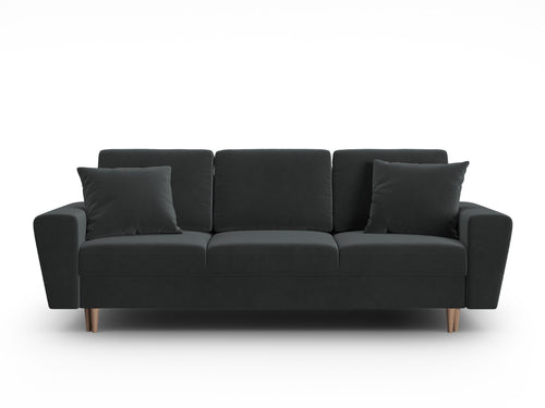 Cosmopolitan Design Slaapbank met opbergdoos Kyoto 3-zits, flueel donkergrijs - 100x235x88cm