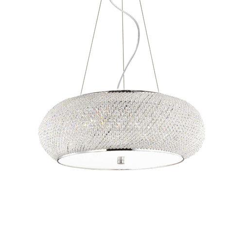 Ideal Lux Pasha' - 10-lichts plafondlamp chroom met kristallen, E14