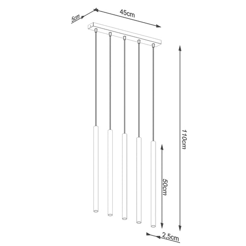 Sollux Lighting Hanglamp PASTELO 5L goud - 45x5x110cm