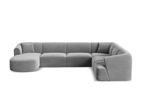 Cosmopolitan Design Modulaire panoramische hoekbank links Campi 7-zits, flueel grijs - 255x330x70cm