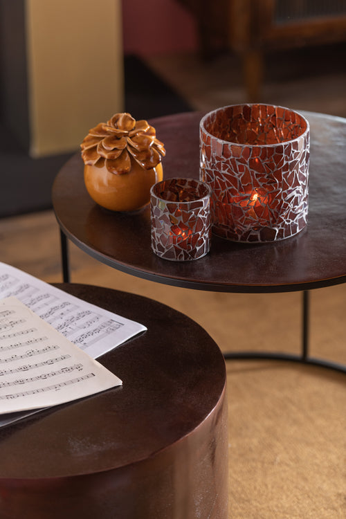 J-Line windlicht Mozaiek - glas - bruin - small - 2 stuks - vtwonen shop