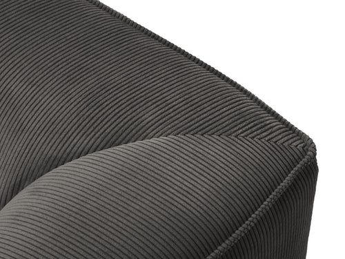 Micadoni - Rechter hoekbank "Ruby" 4 zitplaatsen, ribfluwelen, donkergrijs - 180x273x69cm