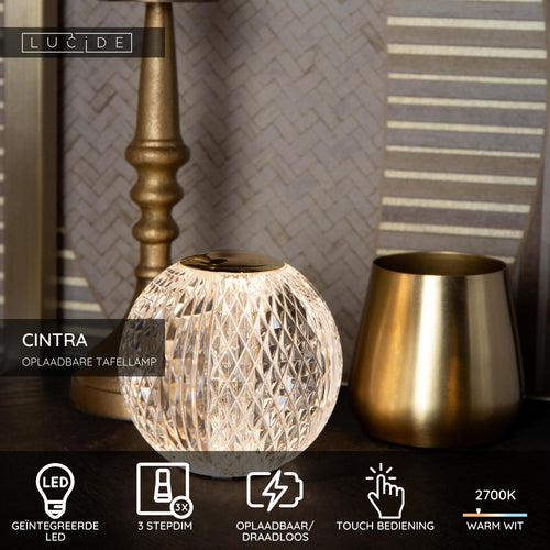 Lucide tafellamp CINTRA - Geïntegreerde LED - Transparant
