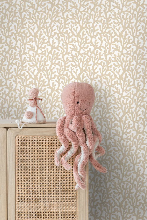 ESTAhome behang koraal beige en wit - 50 x 900 cm - 131009 - vtwonen shop