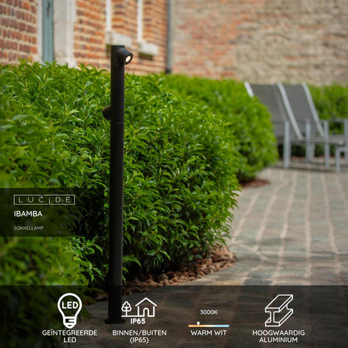 Lucide sokkellamp IBAMBA - Geïntegreerde LED - Zwart - vtwonen shop