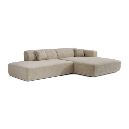 Sia Home - Rechte hoekbanken MYRA - Fluweel met patroon - Beige - 300cm