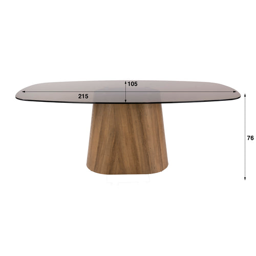 Giga Living Eettafel Tinto - Deens Ovaal Brons Glas - 215cm