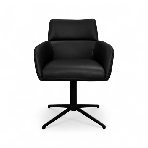 Furnhouse eetkamerstoelen armleuning Marco - Zwart - Leer - Set van 2