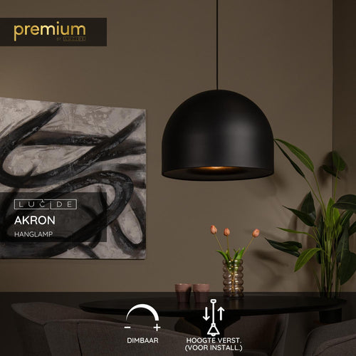 Lucide hanglamp AKRON - 1xE27 - Zwart - vtwonen shop