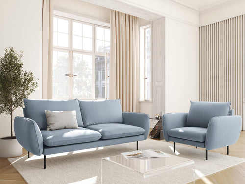 Cosmopolitan Design Fauteuil Vienna flueel, lichtblauw - 94x97x95cm
