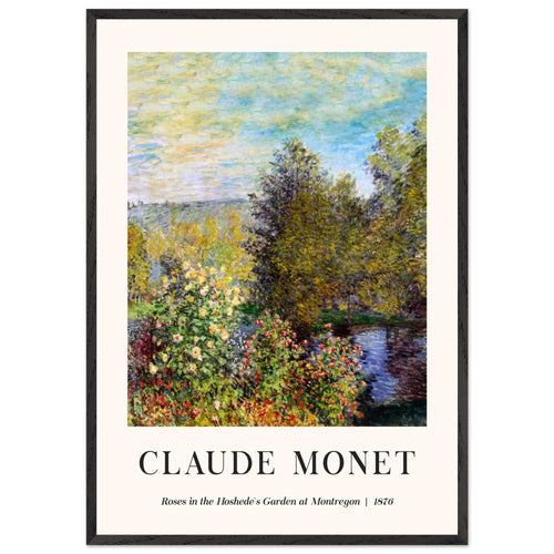 Artfulprints Poster met Lijst Claude Monet - Roses in the hoshede's garden at Montregon   - 70x100 cm - Groen
