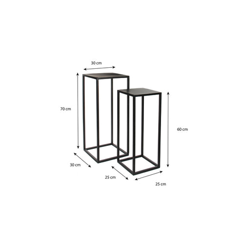 Mica Decorations Goa Bijzettafel - Set van 2 - L30 x B30 x H70 cm - Metaal - Zwart