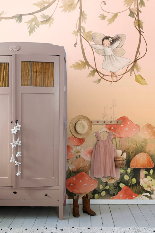 ESTAhome fotobehang elfjes roze en groen - 250 x 279 cm - 159501 - vtwonen shop