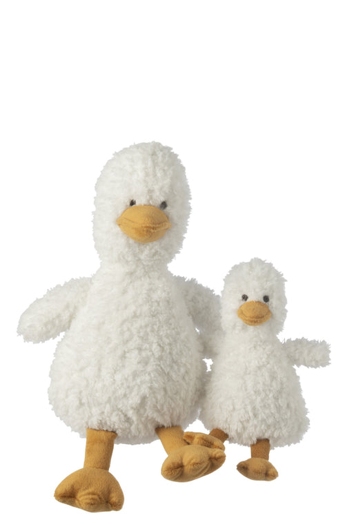 J-Line knuffelbeer Eend Staand - polyester - wit/geel - large