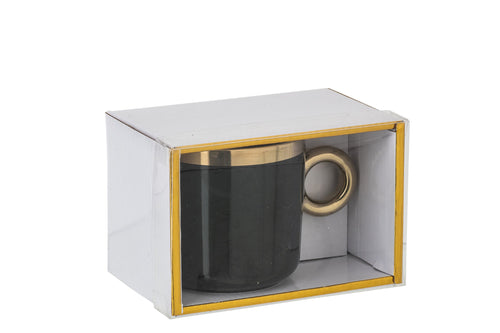 J-Line koffietas -  keramiek - zwart/goud