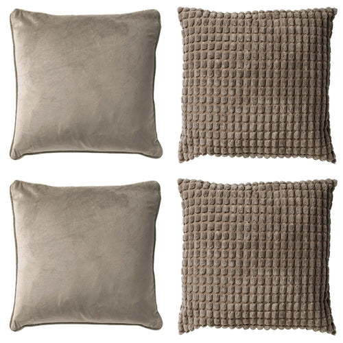 Dutch Decor - KUSSENSET - 4-delig - Texture Harmony - 45x45 cm - inclusief binnenkussens - taupe - vtwonen shop