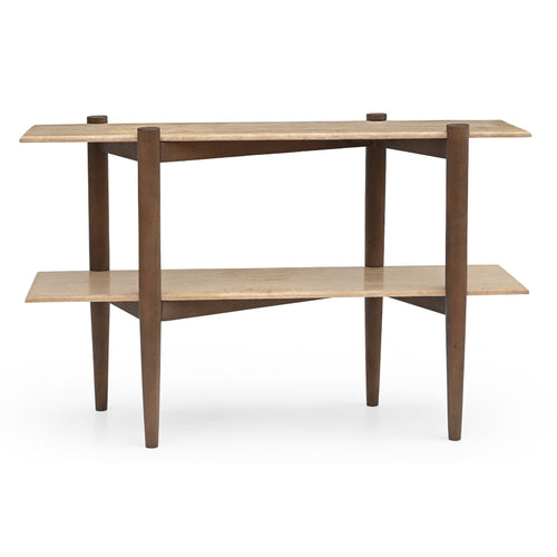 DÉJA Living Sidetable Aline - Travertin - Donkerbruin - 120cm - vtwonen shop