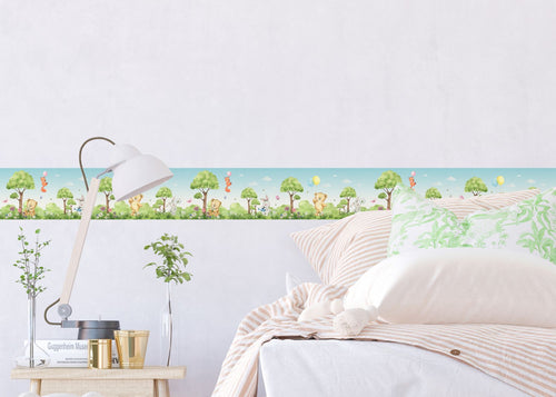 Sanders & Sanders zelfklevende behangrand bos met bosdieren groen - 500 x 13.8 cm - 601317