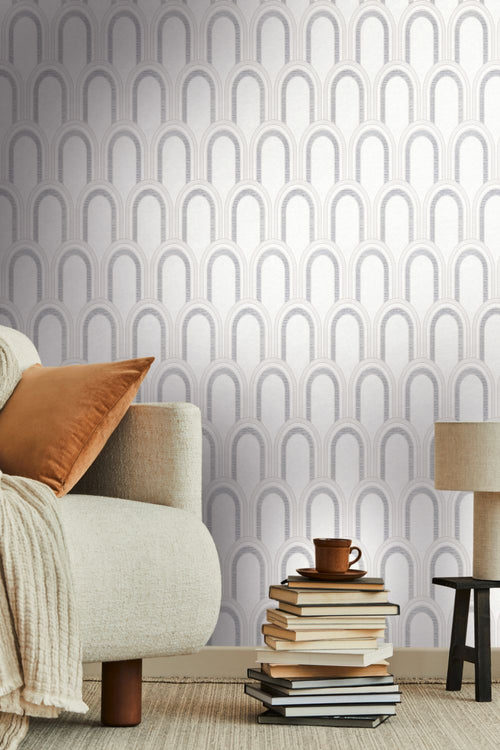 Livingwalls behang art deco motief wit, grijs, zilver en metallic - 53 cm x 10.05 m - AS-391764