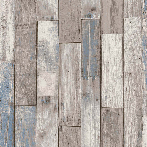 Next vliesbehang Distressed Wood Plank blauw 10mx52cm