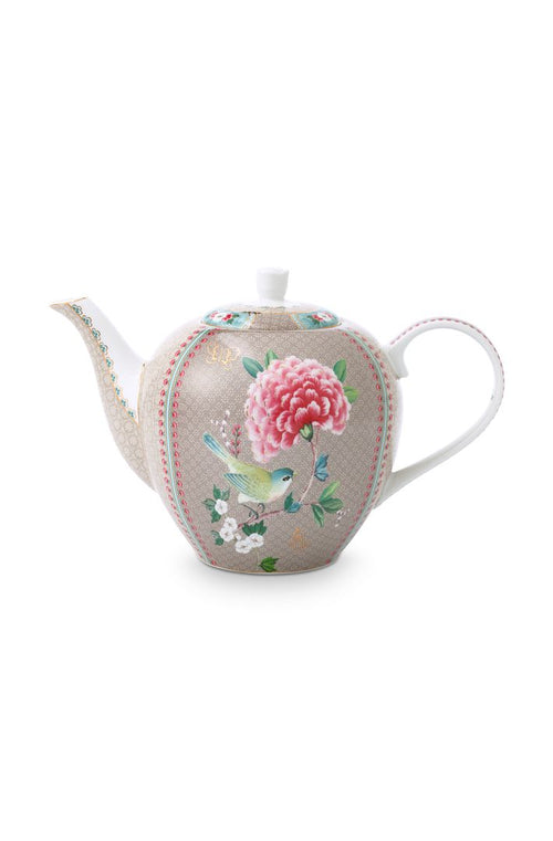 Pip Studio Blushing Birds Theepot - Servies - Theekan - Khaki - 1.6l - vtwonen shop