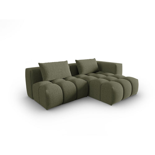 Cosmopolitan Design - Modulaire hoekbank rechts Verona 3-zits, structurele stof donker olijfgroen - 145x205x70cm