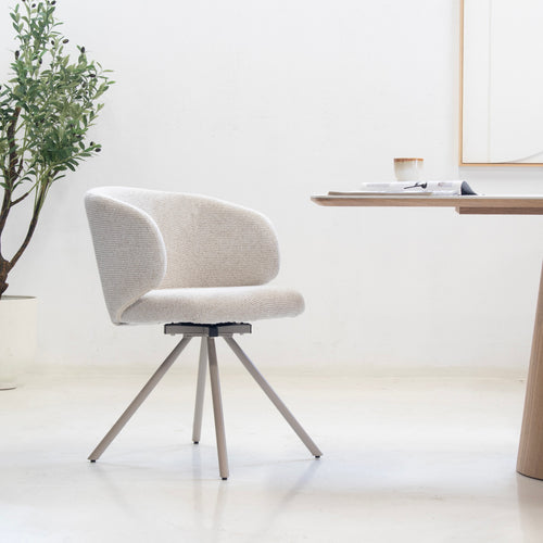 DÉJA Living Eetkamerstoel Sueca - Beige Stof - Draaibaar - Set van 2 - vtwonen shop