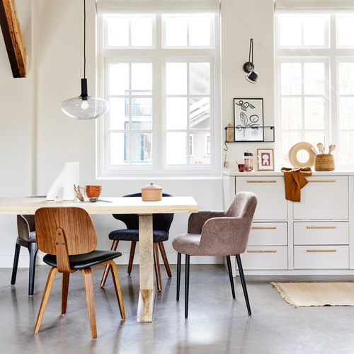 vtwonen eetkamerstoel Classic - Zwart/walnoot - 81x48x50 - vtwonen shop