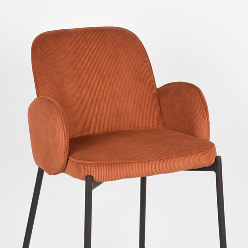 LABEL51 Barkruk Jari - Oranje Ribstof - Zithoogte 65cm - Set van 2