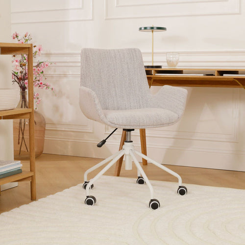 Nolon Nout-Eef Bureaustoel Beige Gemêleerd - Armleuning - Wit Onderstel - vtwonen shop