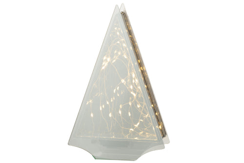 J-Line decoratie kerstboom Driehoek - glas - goud - large - LED lichtjes - kerstversiering - vtwonen shop