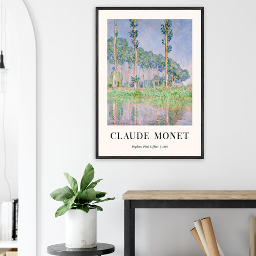Artfulprints Poster met Lijst Claude Monet - Poplars, pink effect   - 30x40 cm - Meerkleurig