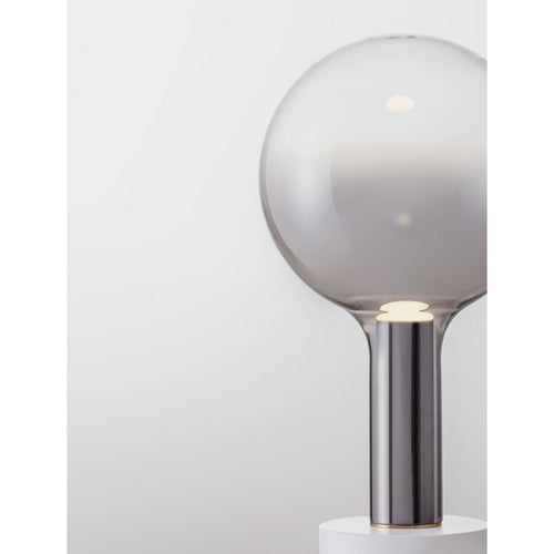 Nova Luce NOSTOS Bolvormige tafellamp in rookgrijs, goud en mat wit, dimbaar met touchbediening, LED 3W 165lm 3000K