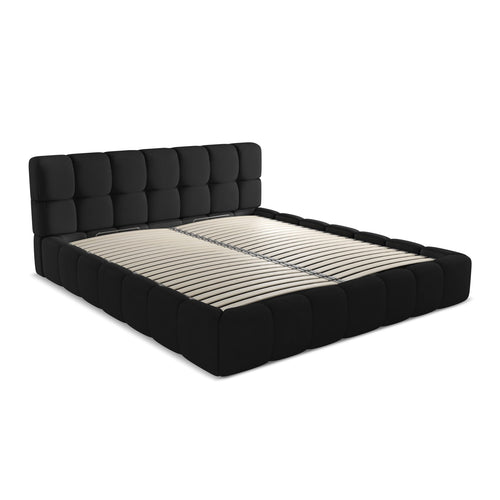 LaMiaSofa Bed met opbergruimte Roma - chenille stof - zwart - 200x228x82