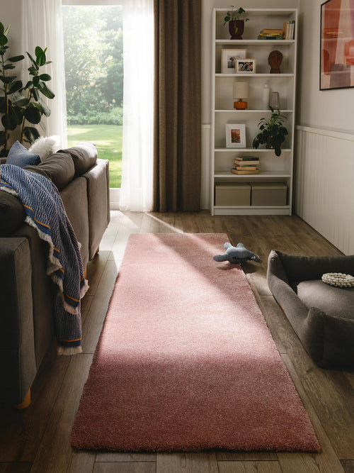 benuta wasbaar shaggy loper Melvin - roze - 80x250 cm