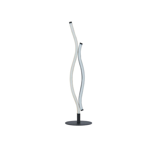 Bloom Swirl LED-tafellamp, zwart met houteffect