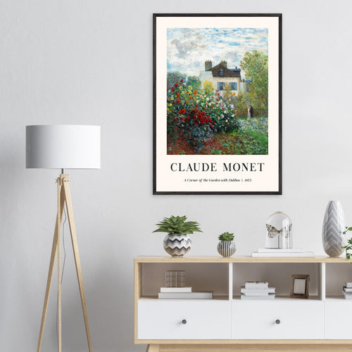 Artfulprints Poster Claude Monet - A corner of the garden with dahlias   - 50x70 cm - Meerkleurig