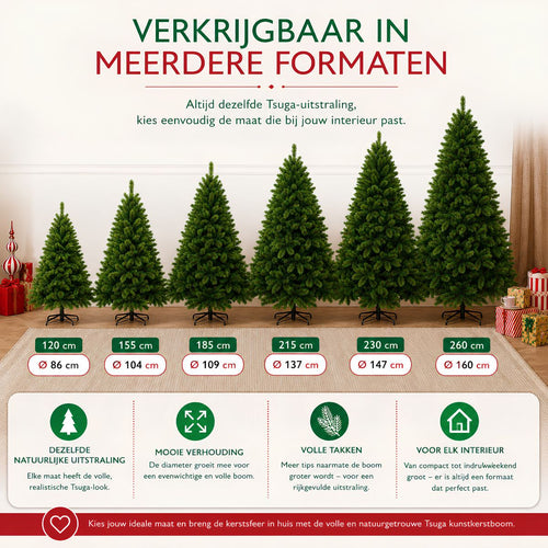 Triumph Tree Tsuga Kunstkerstboom H120 cm - Kerstversiering voor Binnen met Volle Uitstraling - Kunstboom met Realistische Dennentakken - Klassiek