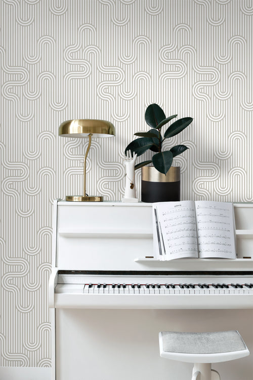 ESTAhome behang grafische lijnen grijs en wit - 50 x 900 cm - 131026 - vtwonen shop