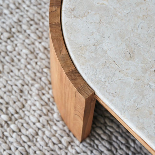 Tikamoon Salontafel in massief teak en marmer - Naturel - vtwonen shop