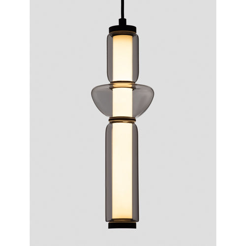 Nova Luce ULON Slanke hanglamp voor aan het plafond, rookgrijs, matzwart, Triac dimbare LED, 15W, 825lm, 3000K