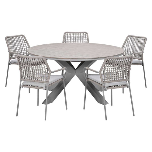 Garden Impressions Tuinset Natas 6-delig taupe - Tulli tuintafel Ø148x75 cm