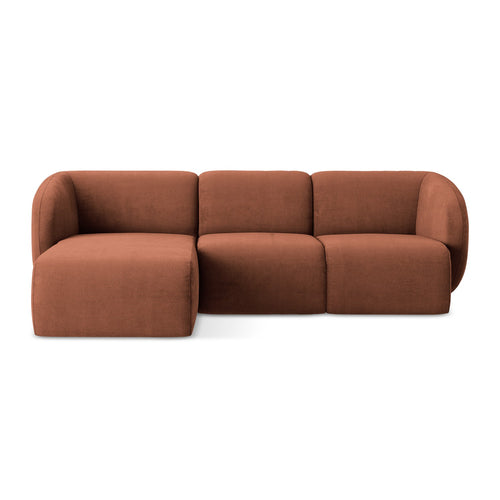 LaMiaSofa hoekbank links Cervo - chenille stof - terracotta - 248x166x91