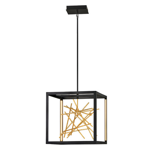 Elstead Hinkley Styx Geïntegreerde LED Hanglamp Plafondlamp Zwart & Verguld Goud, 3000K